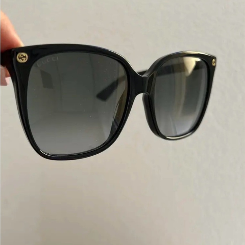 Gucci Women's Black Sunglasses with Gold Accents